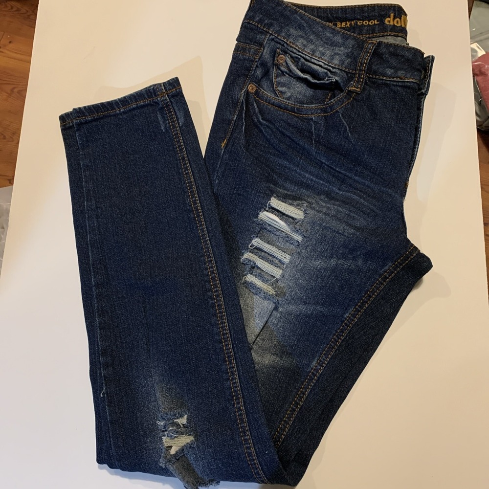 Dollhouse Original Crazy Sexy Cool Distressed Cotton‎ Stretch Blue Jeans Wms 13